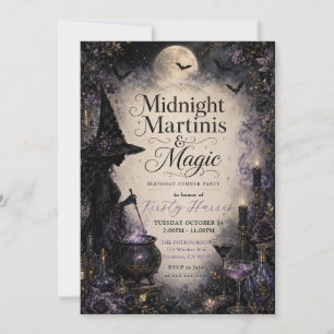 Midnight Martinis & Magic Birthday Dinner Party Invitation