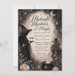 Midnight Martinis & Magic Birthday Dinner Soirée Invitation