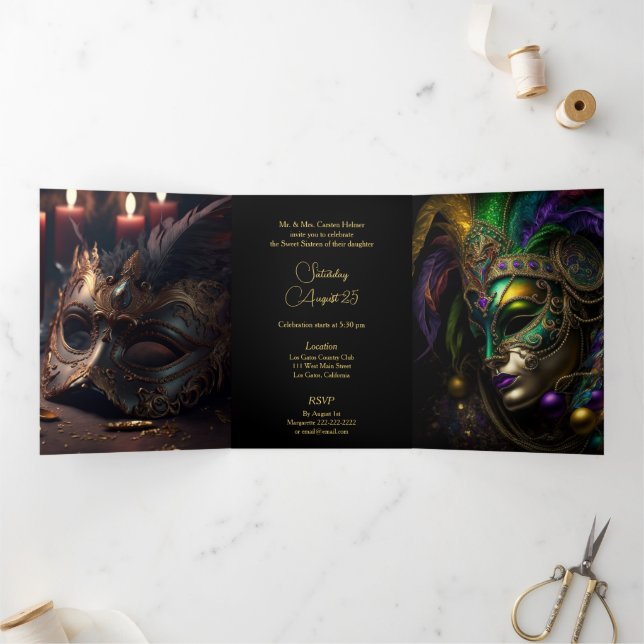 Midnight Masquerade Sweet 16 Party Invitation (Inside)
