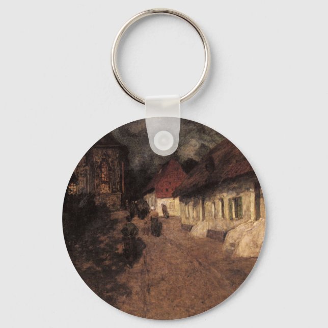 Midnight Mass by Frits Thaulow Key Ring (Front)