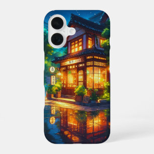 Midnight Matcha – Cosy Japanese Lofi Café iPhone 16 Case