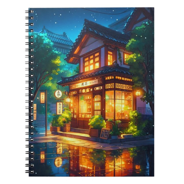Midnight Matcha – Cosy Japanese Lofi Café Notebook (Front)