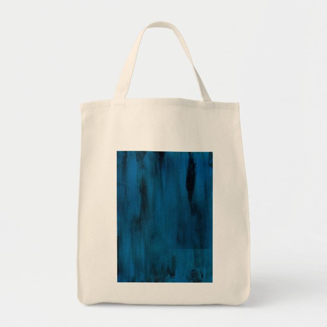  Midnight Melancholy – Deep Blue Textured Abstract Tote Bag (Front)