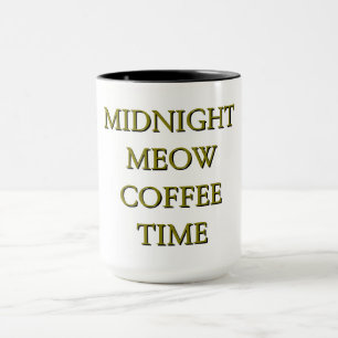 Midnight Meow Coffee Time–Black & Gold Cat Mug