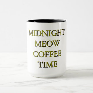 Midnight Meow Coffee Time–Black & Gold Cat Mug