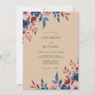 Midnight Merlot Painted Wedding Invitation
