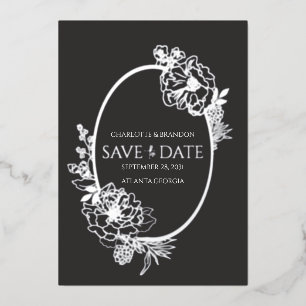 Midnight Modern Floral Sketch Arch Save the Date 