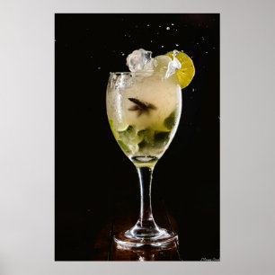 Midnight Mojito: Dynamic Ice & Lime Cocktail Splas Poster
