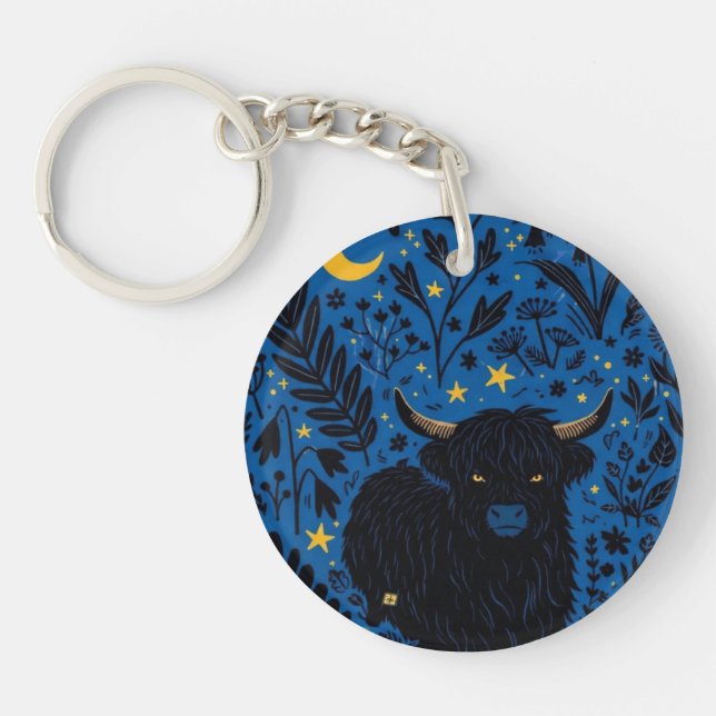 Midnight Moo Keychain (Front)
