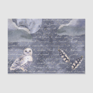 Midnight Moon, Owl and Feather Decoupage Tissue Paper