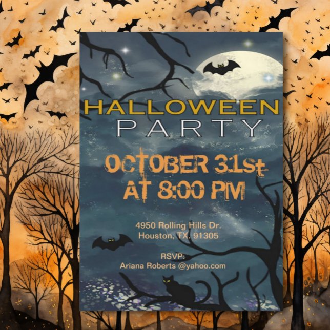Midnight Moonlight Adult Halloween Invitation (Creator Uploaded)