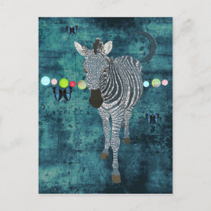 Midnight Moonlight Zebra Postcard