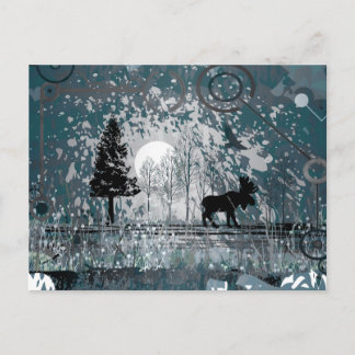 Midnight Moose Scene Postcard