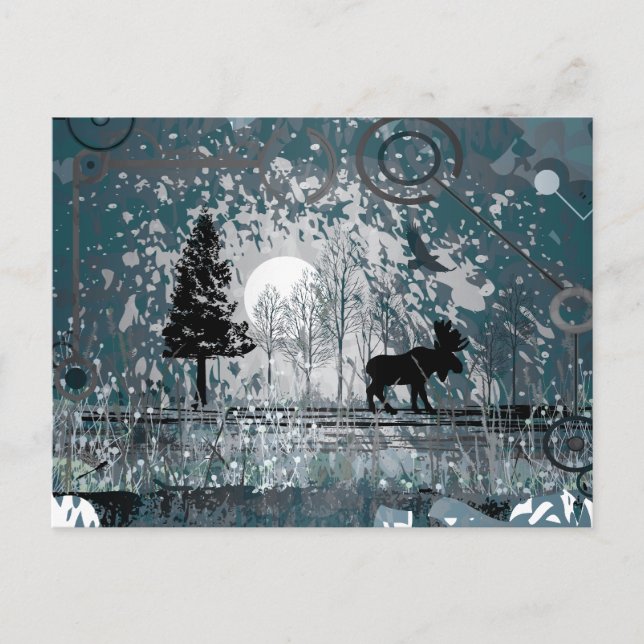 Midnight Moose Scene Postcard (Front)