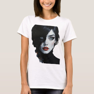 Midnight Muse – Ink-Splash Portrait T-Shirt
