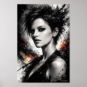 Midnight Muse of Ink and Defiance Poster