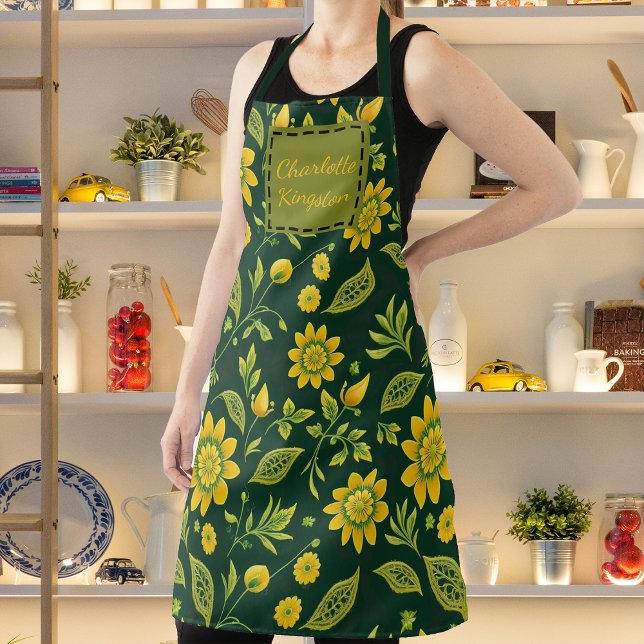 Midnight Mystique Blooms Custom Name Apron (Creator Uploaded)