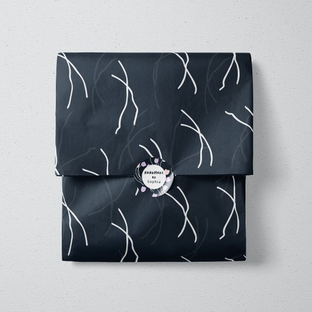 Midnight Navy Abstract Sketchy Dashes Tissue Paper (Creator Uploaded)