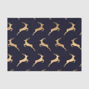 Midnight Navy Blue Gold Deer Pattern Tissue Paper