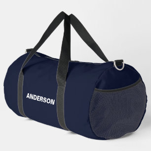 Midnight Navy Blue Solid Colour Custom name Duffle Bag