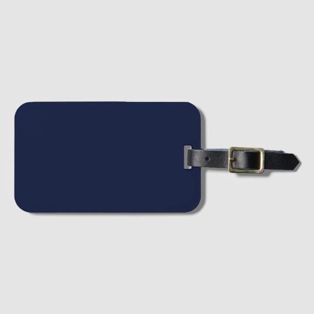 Midnight Navy Blue Solid Colour Luggage Tag (Front Horizontal)