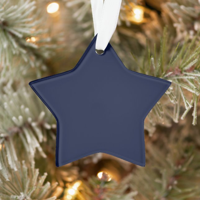 Midnight Navy Blue Solid Colour Ornament (Tree)