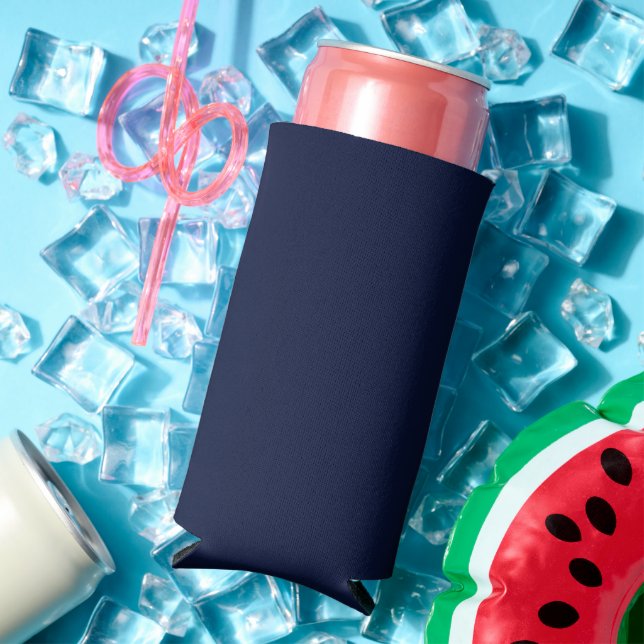 Midnight Navy Blue Solid Colour Seltzer Can Cooler (In Situ Summer)