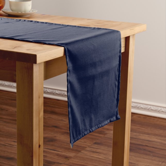 Midnight Navy Blue Solid Colour Short Table Runner (In Situ)