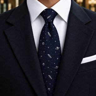 Midnight Navy Cosmic Pattern Tie