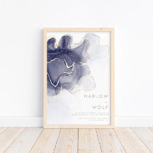 Midnight Navy Gold Elegant Modern Wedding Welcome
