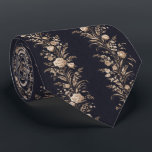 Midnight Navy & Gold Floral Luxury Tie<br><div class="desc">Elevate your formal look with this sophisticated luxury necktie featuring an elegant vertical floral design on a deep midnight navy background. Delicate ivory and champagne gold botanical elements create a refined, timeless aesthetic inspired by high-end European menswear and premium silk textiles. Perfect for weddings, groomsmen outfits, business attire, and formal...</div>