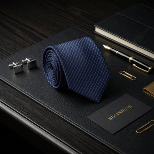 Midnight Navy Platinum Stripe Executive Tie