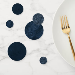 Midnight Navy Romance Blue Satiny Grunge Damask Confetti