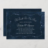 Midnight Navy Romance | Blue Satiny Grunge Damask