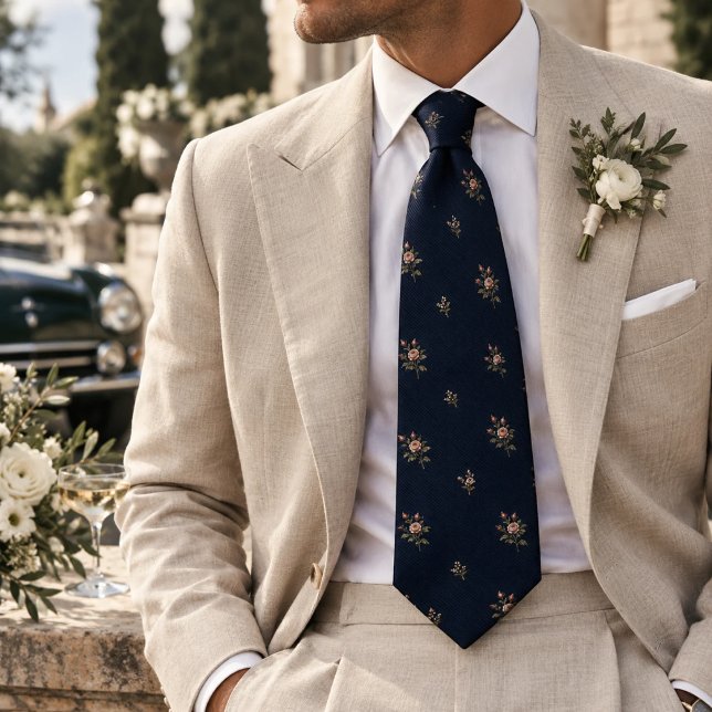 Midnight Navy Rose Heritage Botanical Pattern Tie (Creator Uploaded)