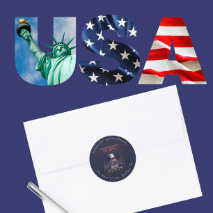 Midnight Navy USA 250 Years Celebration Custom Classic Round Sticker