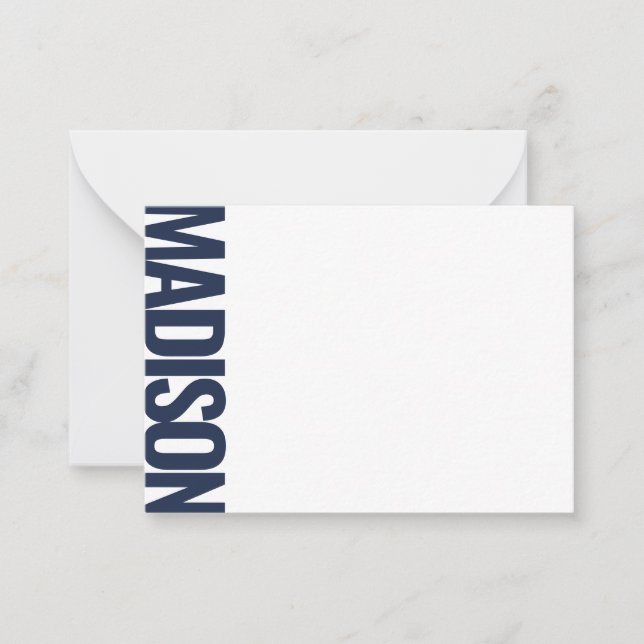 Midnight Navy Vertical Big Name Bold Typography Card (Front)
