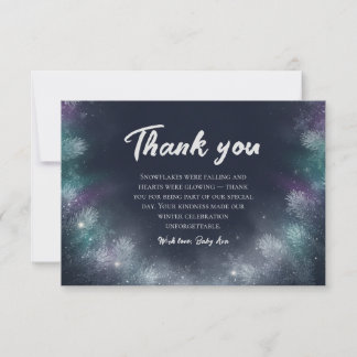 Midnight Navy Winter Pine Baby Shower Thank You Card