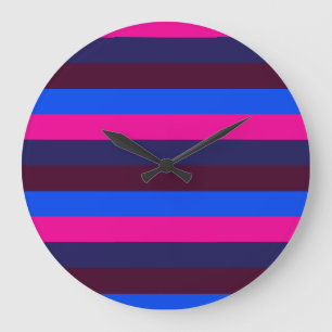Midnight neon stripes large clock