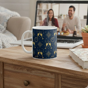 Midnight New Year's Eve Champagne Toast Navy Blue Coffee Mug