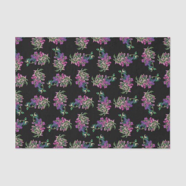Midnight Noir Garden Chic Pattern Tissue Paper (Front)