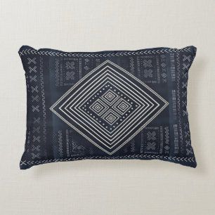 Midnight Nomad Diamond - Indigo Mudcloth Art Decorative Cushion