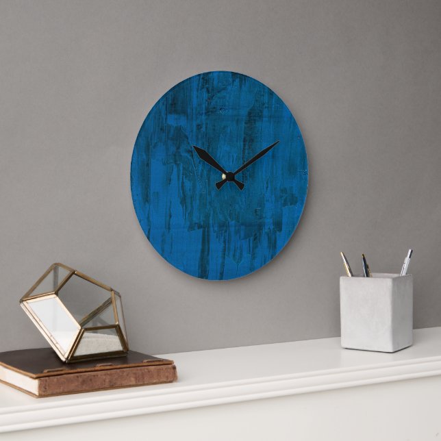 Midnight Ocean Waves | Abstract Deep Blue  Large Clock (Office)