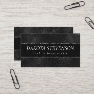Midnight Onyx Romance Black Satiny Grunge Damask Business Card