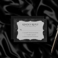 Midnight Onyx Romance | Black Satiny Grunge Damask