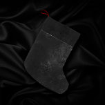 Midnight Onyx Romance | Black Satiny Grunge Damask Small Christmas Stocking<br><div class="desc">Rich sophisticated 90s style grunge is all grown up with this edgy distressed satin rose damask, luxurious velvet, and faux glitter trim in a dramatic dark moody jewel tone and dusky hue palette. This vintage 1990s unisex mixed medium abstract texture adds the perfect pop of colour and personal style. For...</div>