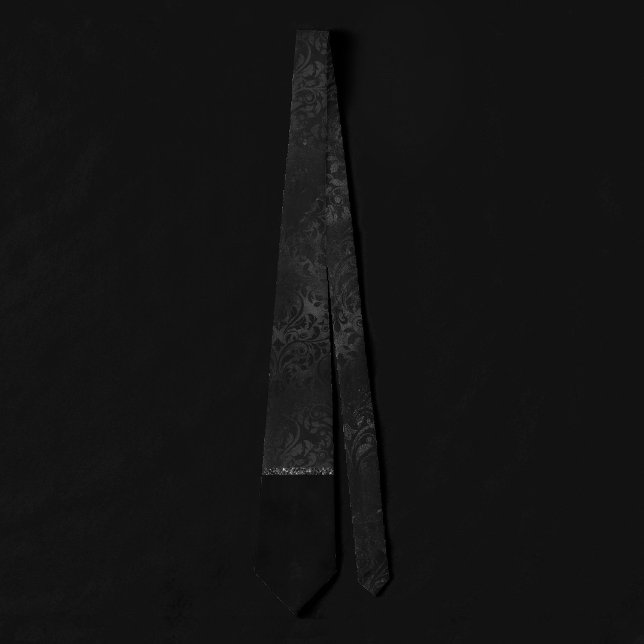 Midnight Onyx Romance | Black Satiny Grunge Damask Tie (Creator Uploaded)