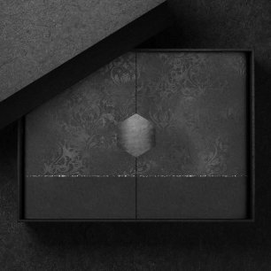 Midnight Onyx Romance Black Satiny Grunge Damask Tissue Paper