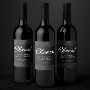 Midnight Onyx Romance   Black Satiny Grunge Damask Wine Label