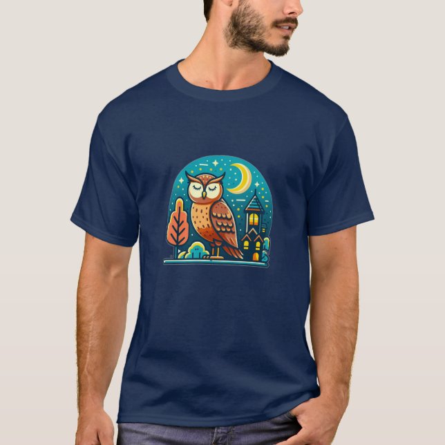 Midnight Owl bird Basic Dark T-Shirt (Front)